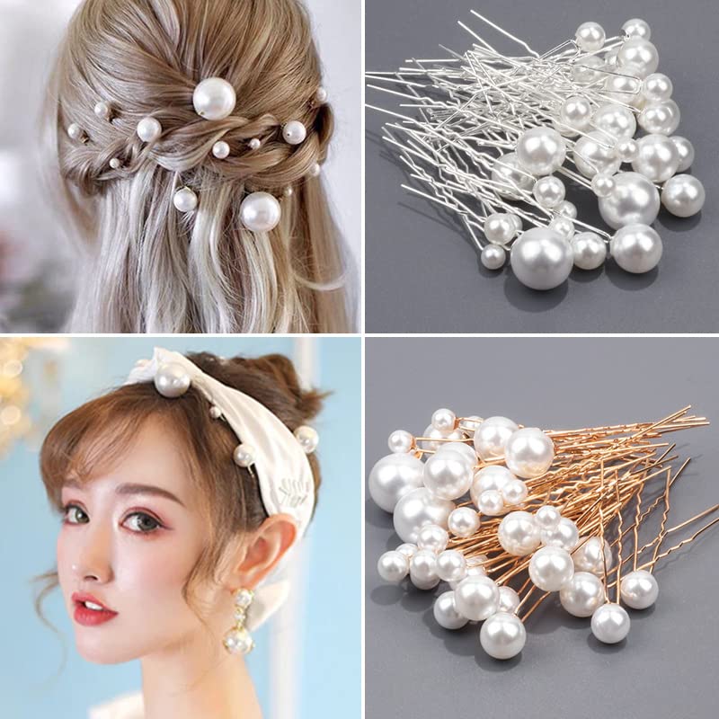 Generic Pearl Hair Pins Decorative Hair Accessories for Women Set of 18 Whiteu shape fork hair style accessorymultisized  - Image 2