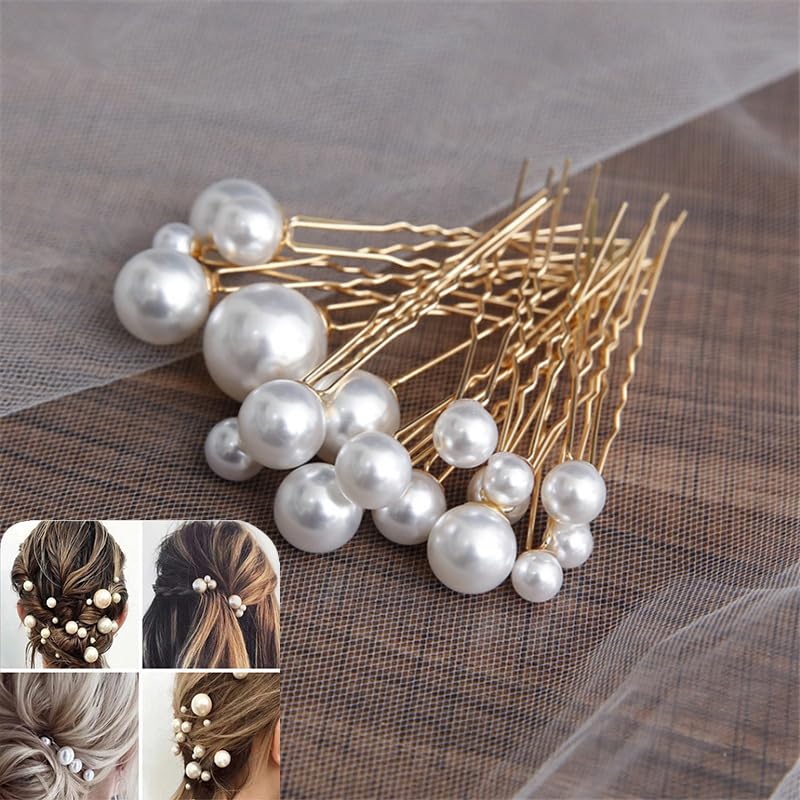 Generic Pearl Hair Pins Decorative Hair Accessories for Women Set of 18 Whiteu shape fork hair style accessorymultisized  - Image 1