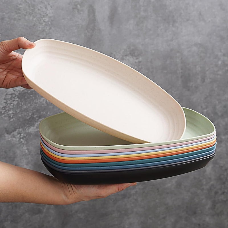 Takositio Takositio Unbreakable Deep Dinner Plates Set Wheat Straw Plastic Plates Dishwasher Safe Kitchen Plates Dinnerware Wheat Straw Dinnerware Sets KidFriendly for Kitchen Pack of 8 Random Color - Image 1