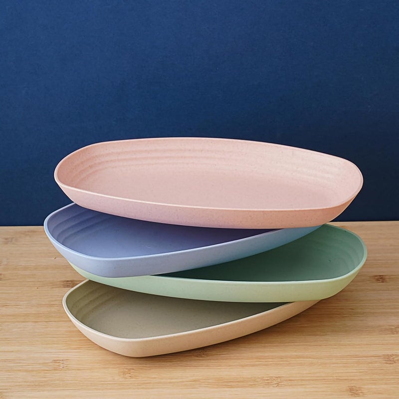 Takositio Takositio Unbreakable Deep Dinner Plates Set Wheat Straw Plastic Plates Dishwasher Safe Kitchen Plates Dinnerware Wheat Straw Dinnerware Sets KidFriendly for Kitchen Pack of 8 Random Color - Image 2