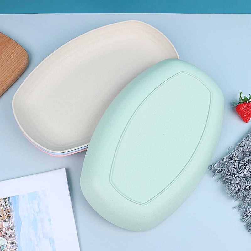 Takositio Takositio Unbreakable Deep Dinner Plates Set Wheat Straw Plastic Plates Dishwasher Safe Kitchen Plates Dinnerware Wheat Straw Dinnerware Sets KidFriendly for Kitchen Pack of 8 Random Color - Image 4