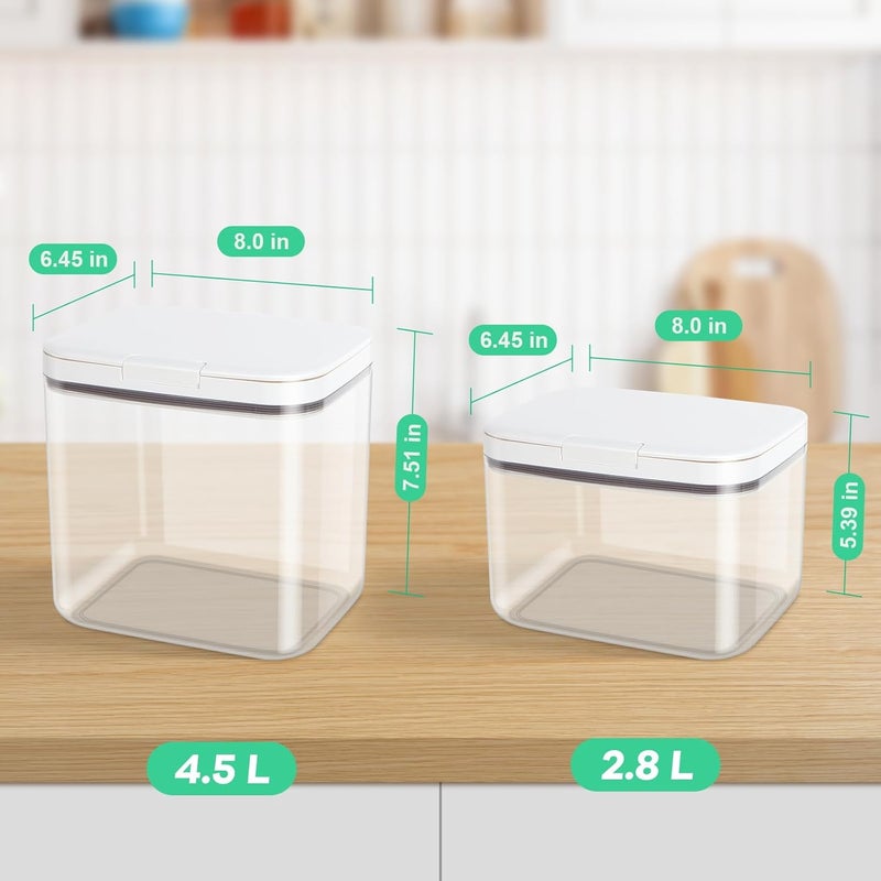 TBMAXS Flour Sugar Storage Containers, 2Pack 2.9 Qt + 4.75 Qt Food Storage Container with Pop-to-Flip Lids for Rice Dog Food Dog Treat Storage, Kitchen Organizers and Storage - Image 4