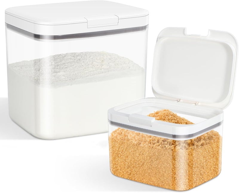 TBMAXS Flour Sugar Storage Containers, 2Pack 2.9 Qt + 4.75 Qt Food Storage Container with Pop-to-Flip Lids for Rice Dog Food Dog Treat Storage, Kitchen Organizers and Storage - Image 1