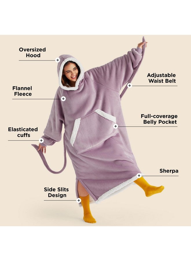 Bedsure Bedsure Wearable Blanket Hoodie, Long Hooded Blanket Sweatshirt as Mothers Day Gifts for Mom, Cozy Sherpa Hoodie for Adult, Standard, Lavender - Image 1
