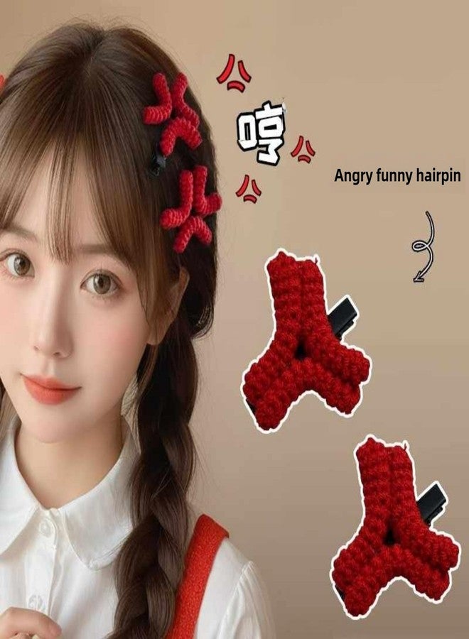 مشابك شعر لطيفة غاضبة، عبوة من 4/8 قطع، مشابك شعر كرتونية كوميدية، مشابك شعر أنمي للنساء والفتيات، دبابيس شعر غير قابلة للانزلاق، إكسسوارات تنكرية كاواي (4) - Image 2
