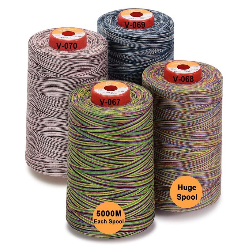 New brothread  30 Options  4 Large Cones of 5500Y 5000M Each All Purpose Spun Polyester Serger Thread 40S2 Tex27  Variegated Colors
