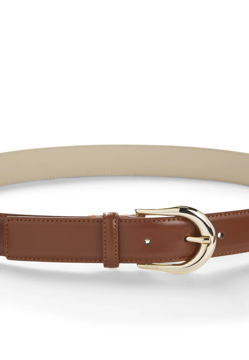 BOSS  Italian-leather belt with golden buckle for Women | Best Price UAE