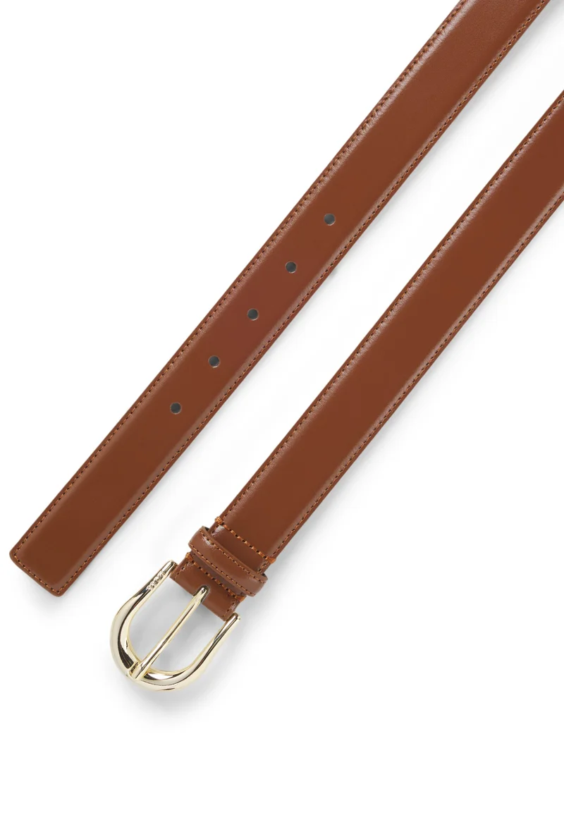 بوس حزام جلد إيطالي بإبزيم ذهبي