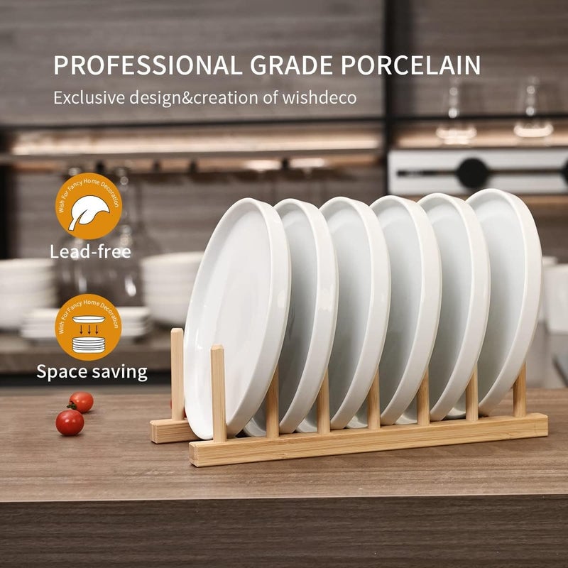 F-M Side Plates Set of 2, White Dessert Plates, Small Dinner Plates 18cm/7 inch, Ceramic Serving Dishes for Cake, Salad, Tapas, Bread, Fruit, Starter, Stackable - Image 2