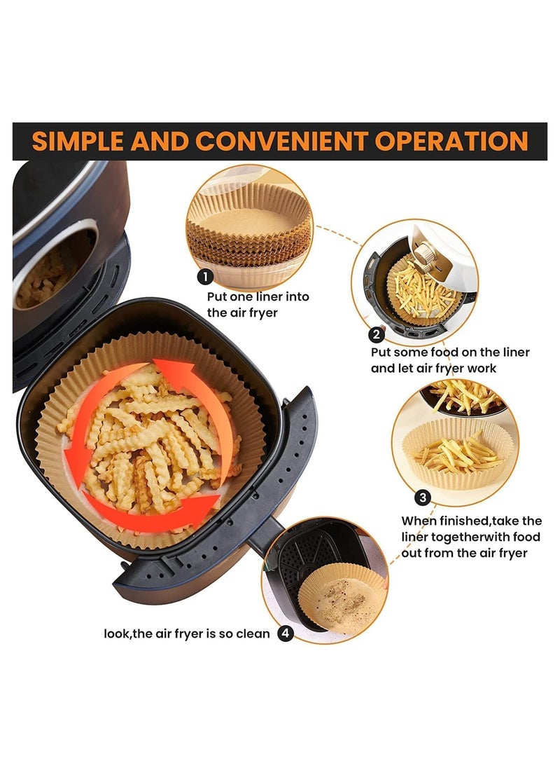 SKY-TOUCH 100pcs Air Fryer Disposable Non-Stick Parchment Paper Liners, Round Food Grade Baking for Air Fryer, 16cm/6.3inch Brown  - Image 4