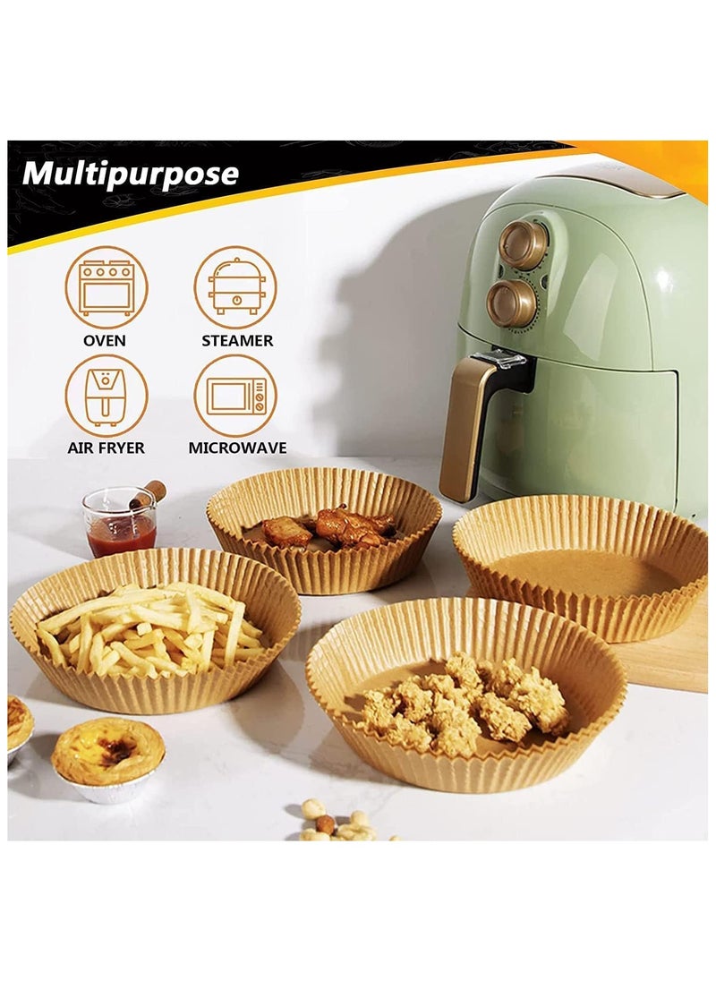 SKY-TOUCH 100pcs Air Fryer Disposable Non-Stick Parchment Paper Liners, Round Food Grade Baking for Air Fryer, 16cm/6.3inch Brown  - Image 5