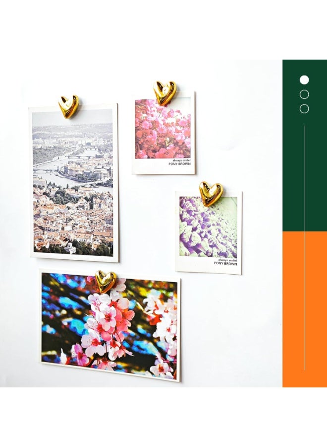 general 12PCS Refrigerator Magnets Gold Magnets for Fridge 0.83in Small Love Heart Cute Decorative Magnet Set for Home Kitchen Office Whiteboard Decor - Image 2