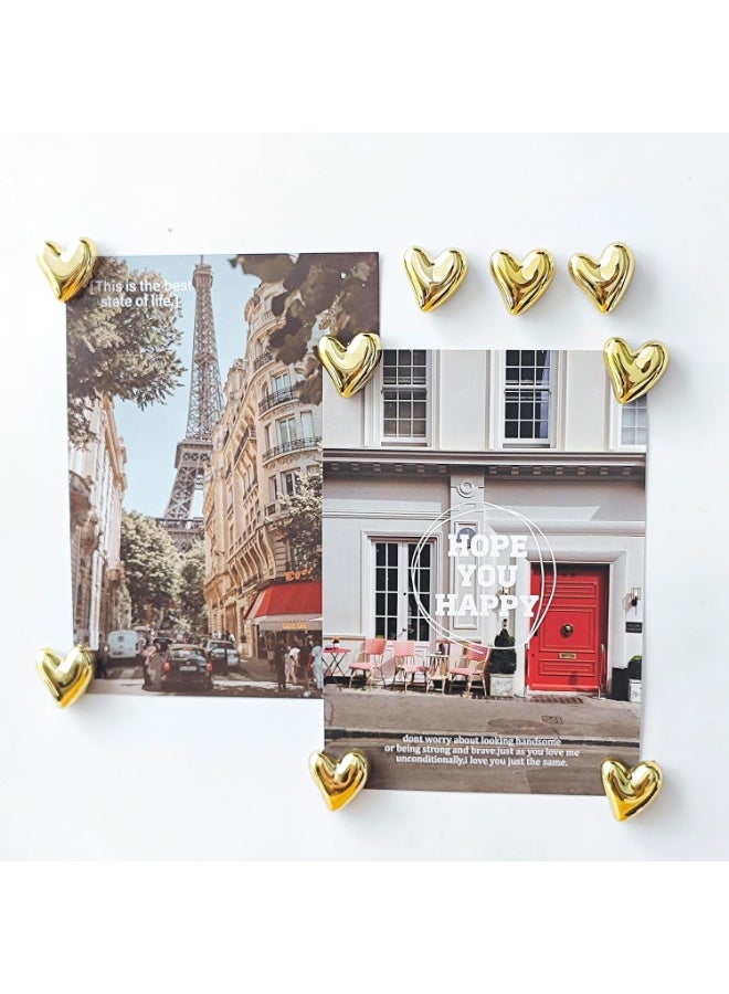 general 12PCS Refrigerator Magnets Gold Magnets for Fridge 0.83in Small Love Heart Cute Decorative Magnet Set for Home Kitchen Office Whiteboard Decor - Image 5