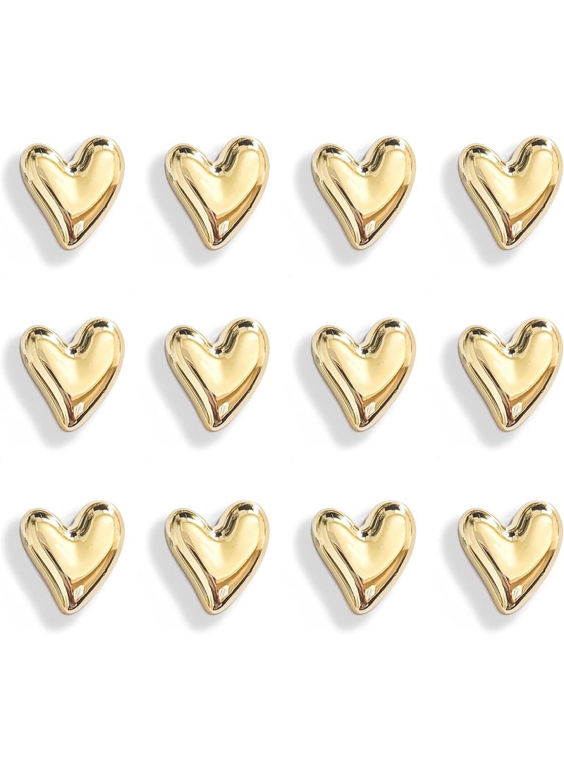 general 12PCS Refrigerator Magnets Gold Magnets for Fridge 0.83in Small Love Heart Cute Decorative Magnet Set for Home Kitchen Office Whiteboard Decor - Image 1