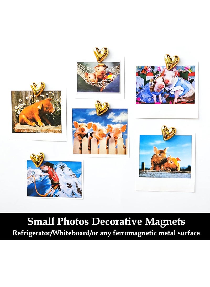 general 12PCS Refrigerator Magnets Gold Magnets for Fridge 0.83in Small Love Heart Cute Decorative Magnet Set for Home Kitchen Office Whiteboard Decor - Image 4