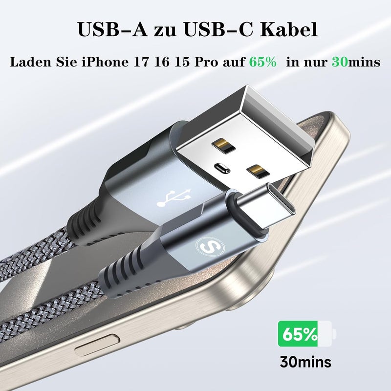 sweguard Classic trendy design picks USB C Kabel 3.1A [2Stück 1.5m]Schnellladung,USB C Nylon Ladekabel Schnellladekabel Cross product compatible - Image 2