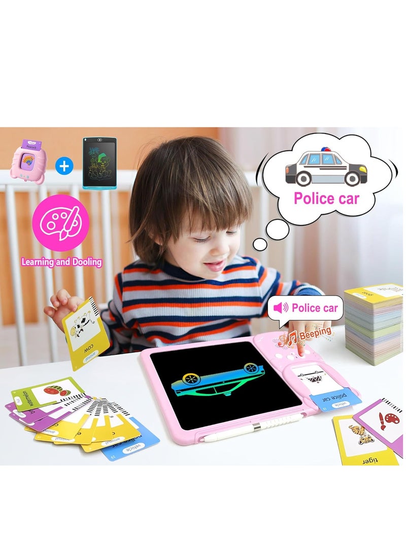 Drawing Tablet for Toddlers with Talking Flash Card, Drop Resistant LCD Writing Tablet, 510 Visual Words, Audible Speech Cards, Learning and Education Toys for 2, 3, 4, 5, 6 Years Old, Pink - Image 4