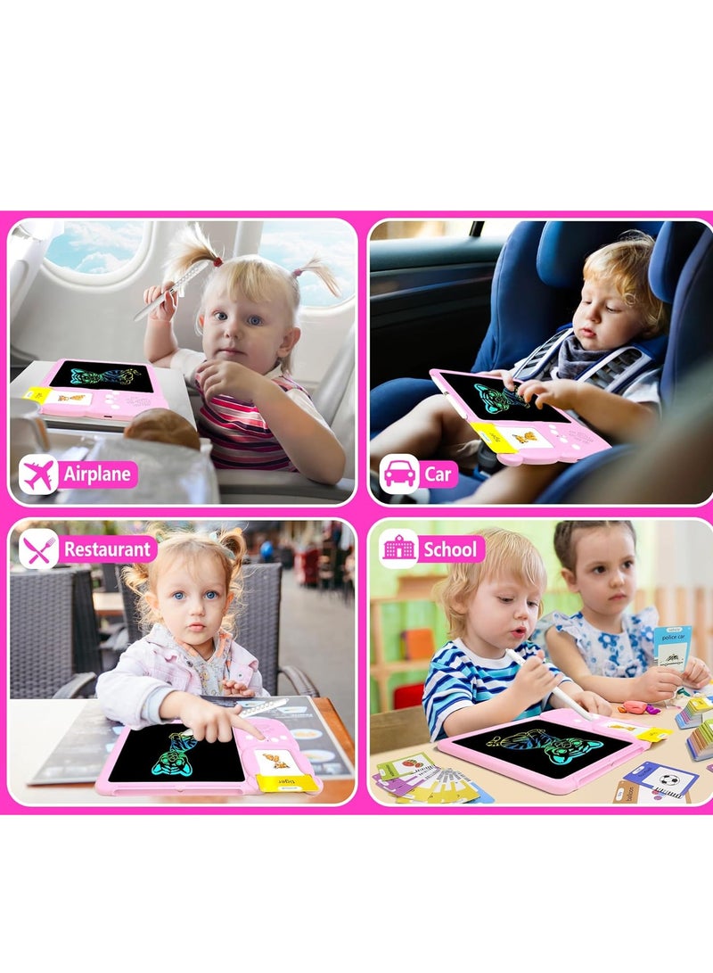 Drawing Tablet for Toddlers with Talking Flash Card, Drop Resistant LCD Writing Tablet, 510 Visual Words, Audible Speech Cards, Learning and Education Toys for 2, 3, 4, 5, 6 Years Old, Pink - Image 5