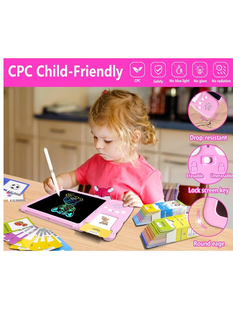 Drawing Tablet for Toddlers with Talking Flash Card, Drop Resistant LCD Writing Tablet, 510 Visual Words, Audible Speech Cards, Learning and Education Toys for 2, 3, 4, 5, 6 Years Old, Pink - Image 3