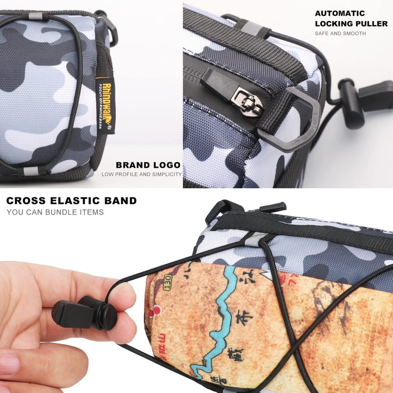 Rhinowalk Bike Handlebar Bag, Bicycle Front Bag Shoulder Bag Storage Bag With Shoulder Strap For Road Mountain Bike Cycling Travel (Camouflage Grey) - Image 3