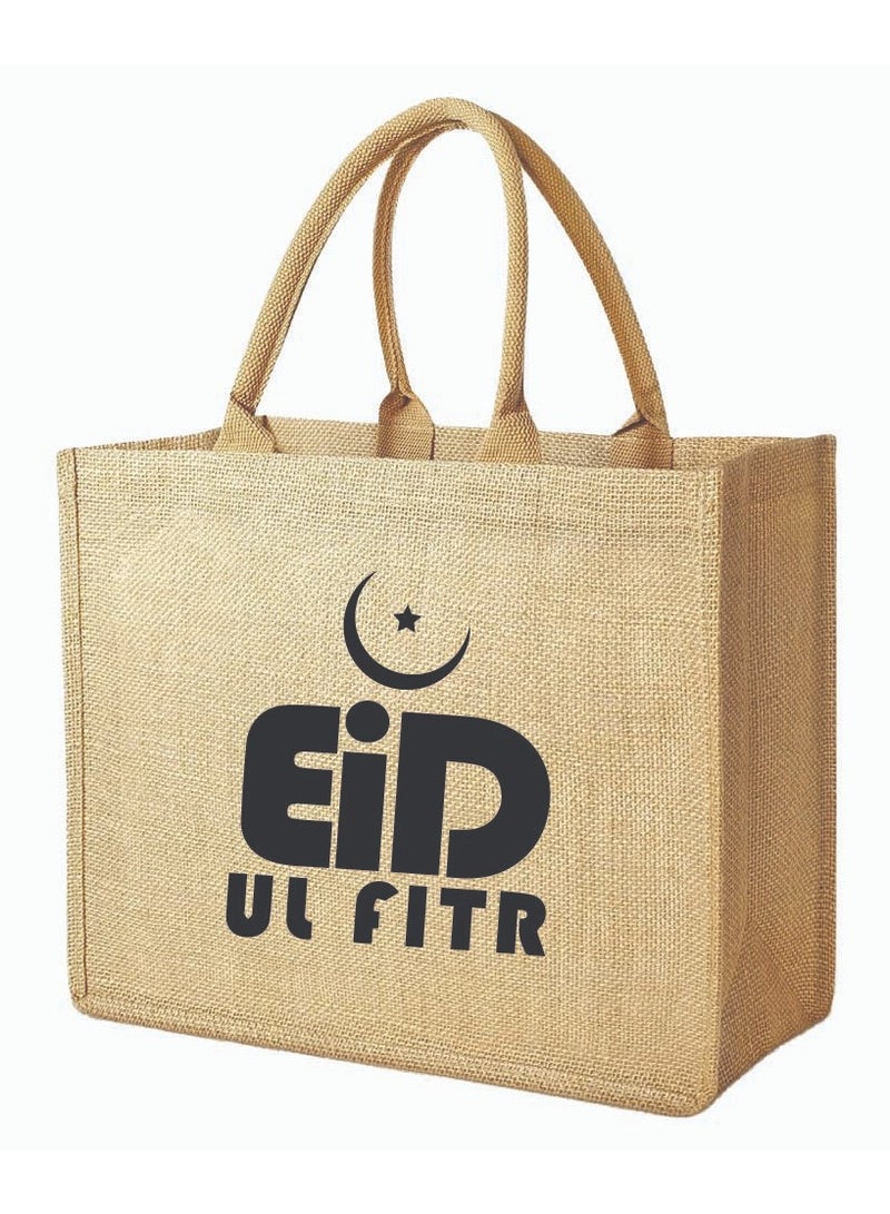 PRINTSHOP4ME Eid Mubarak Jute Tote Bags - Eco-Friendly Jute Grocery and Shopping Bags - Perfect for Shopping and Groceries Tote Bags - Gift for Eid - Eid Jute Bags - Image 1