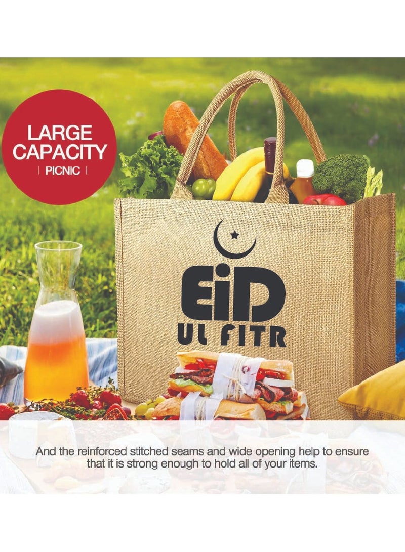 PRINTSHOP4ME Eid Mubarak Jute Tote Bags - Eco-Friendly Jute Grocery and Shopping Bags - Perfect for Shopping and Groceries Tote Bags - Gift for Eid - Eid Jute Bags - Image 4