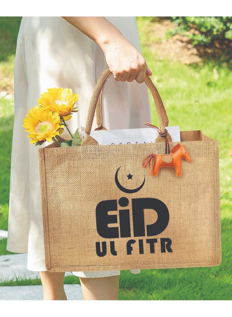 PRINTSHOP4ME Eid Mubarak Jute Tote Bags - Eco-Friendly Jute Grocery and Shopping Bags - Perfect for Shopping and Groceries Tote Bags - Gift for Eid - Eid Jute Bags - Image 5
