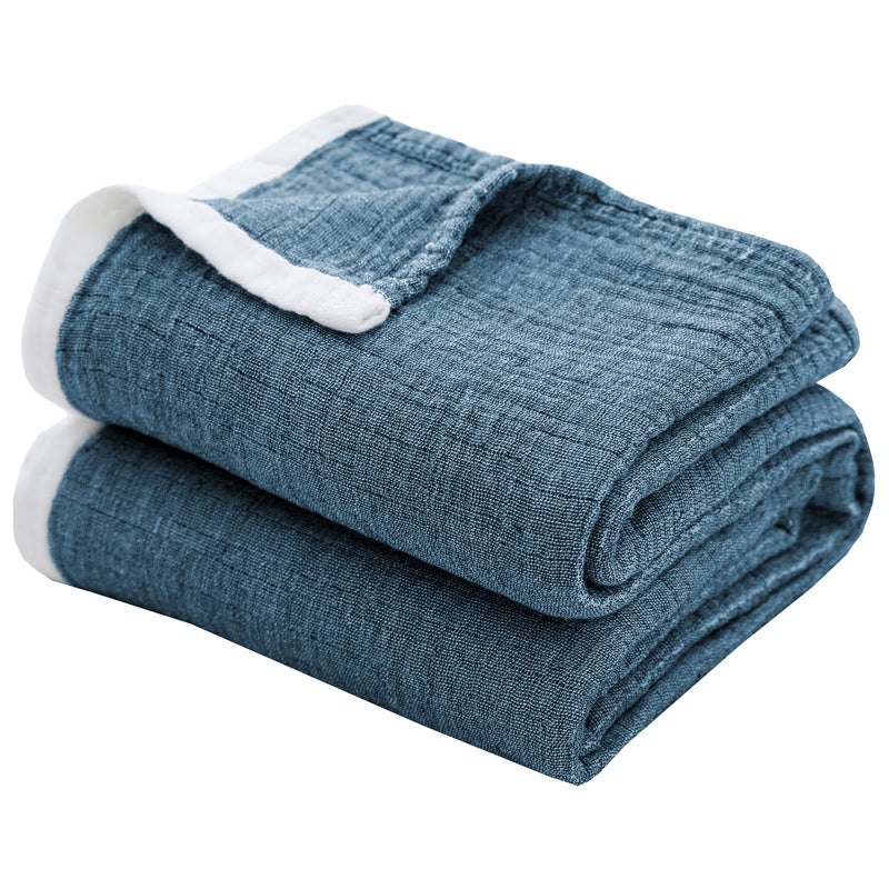 SE SOFTEXLY Muslin Throw Blanket 100 Cotton Throw Blankets for Couch Bed 4Layer Gauze Breathable Blanket for All Season Soft and Lightweight King Size Blanket 90x102 Vintage Blue