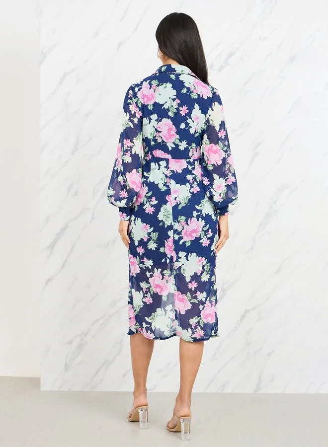 Styli Floral Chiffon Dress