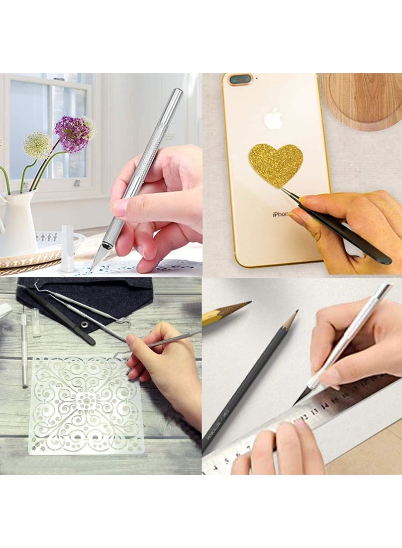 SOLARAE أدوات إزالة الحرف، مجموعة أدوات أساسية تشمل المقص، الملاقط، أدوات إزالة الأعشاب، المكشطة، الملعقة، لإزالة الفينيل، الظلال، الكاميو، قطع الأعمال الفنية، الهوايات، ألبوم القصاصات، 18 قطعة - Image 5