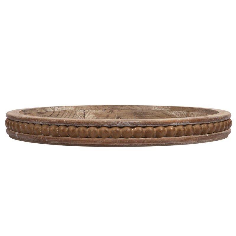 Creative Co-op Whitewashed Round Decorative Wood Tray - Image 1