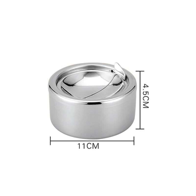 Automatic Switch Windproof Stainless Steel Ashtray With Lid For Indoor Outdoor Use Silver - Image 4