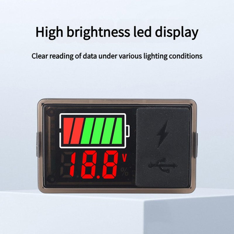 مراقب جهد بطارية USB C الأبيض بشاشة LED عرض DC 8V 30V للسيارات والقوارب - Image 4