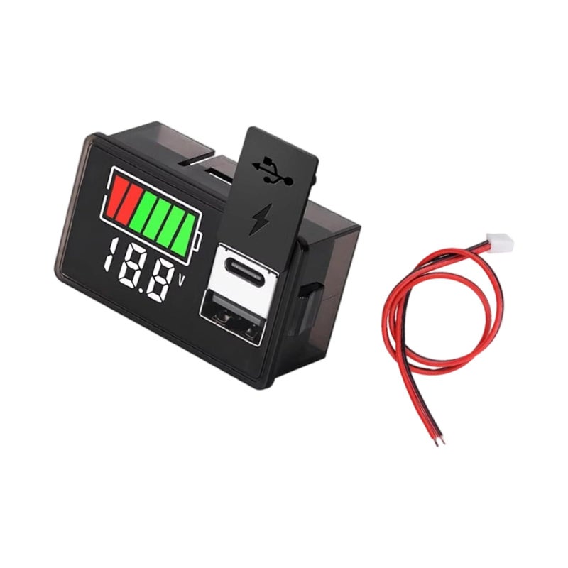 مراقب جهد بطارية USB C الأبيض بشاشة LED عرض DC 8V 30V للسيارات والقوارب - Image 2