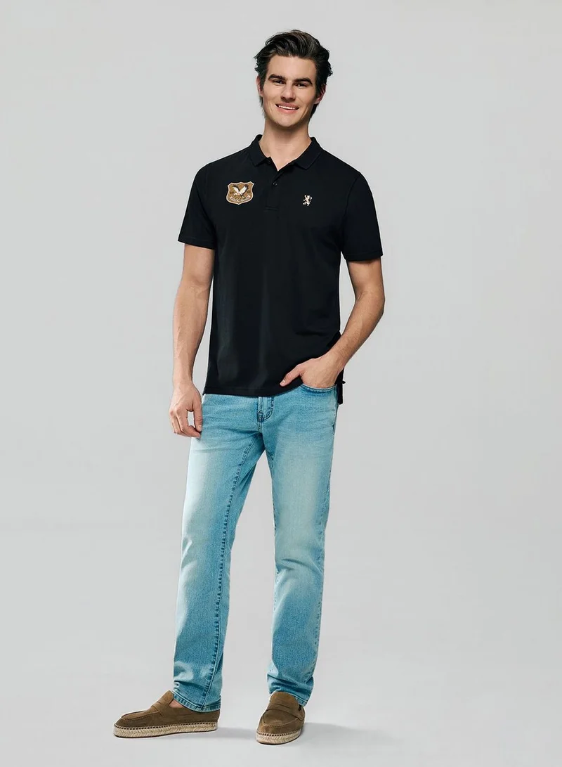 GIORDANO Men’s Cotton Pique Bold Polo with Embroidery