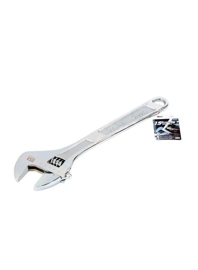 VTOOLS 15 Inch Carbon Steel Adjustable Wrench, Heat Treated - Image 1