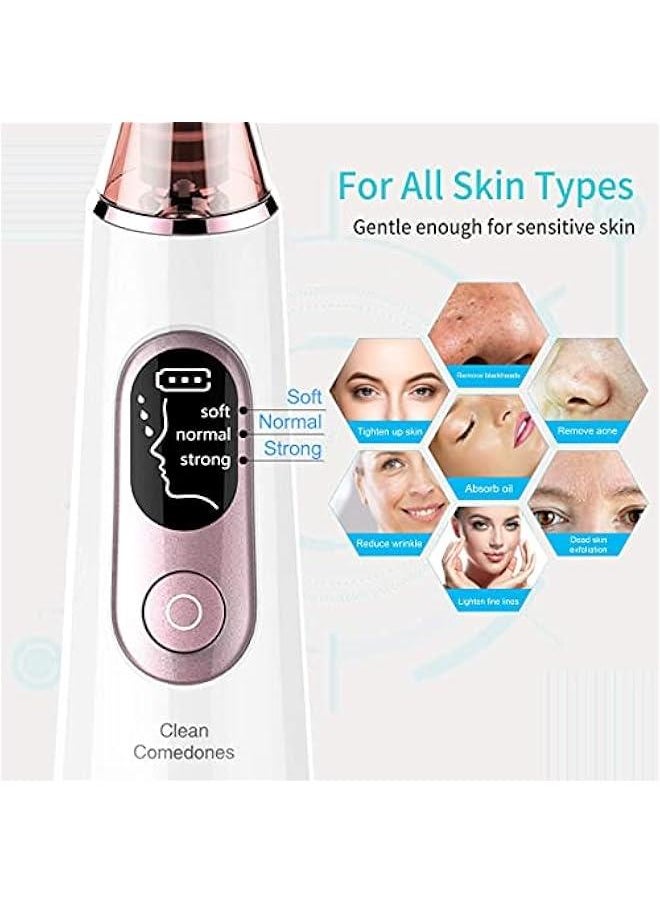 MOXO Blackhead Remover Pore Vacuum   Electric Facial Suction Cleaner USB  Acne Comed Whitehead Extractor LED Display Upgraded Blue Light with 4 Replaceable Probes for Women Men  - Image 2