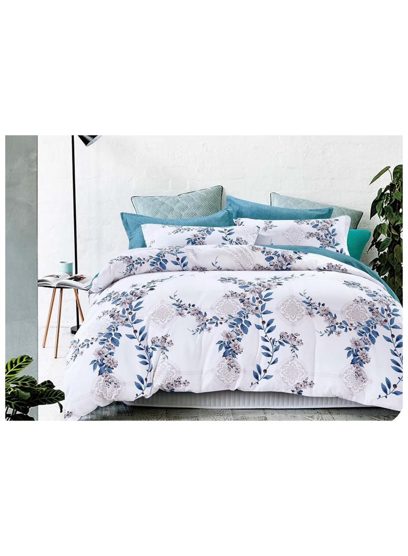 Duvet Cover Set 6 Pcs King Size Bed Sheet Set With 1 Fitted Sheet 200x200+30cm and 4 Pillow Cover 50x75 cm For King/Super King Size Mattress 100% Cotton 250 Thread Count Cotton 240x220cm