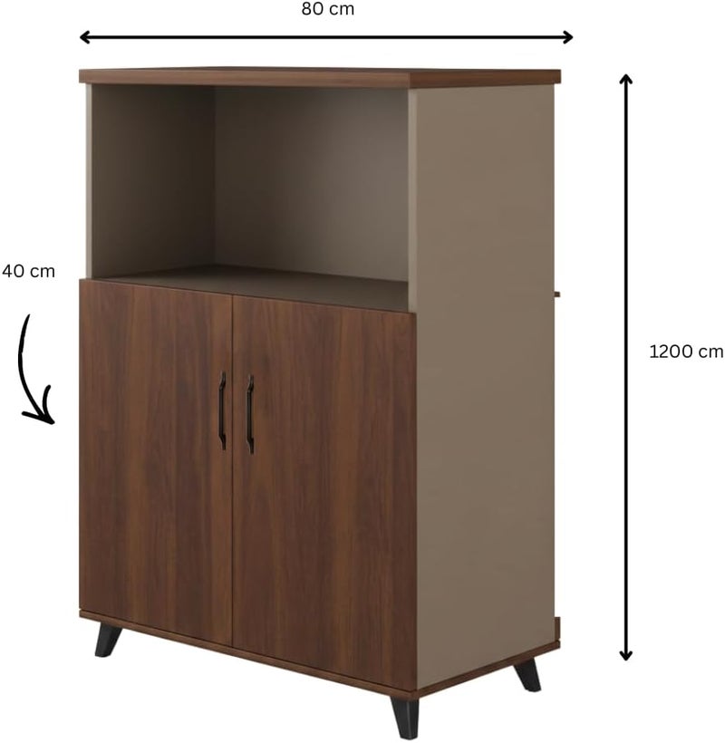Neo Front Office Low Cabinet DG-L12 - Wooden File & Printer Storage Cabinet in Brown - Image 3