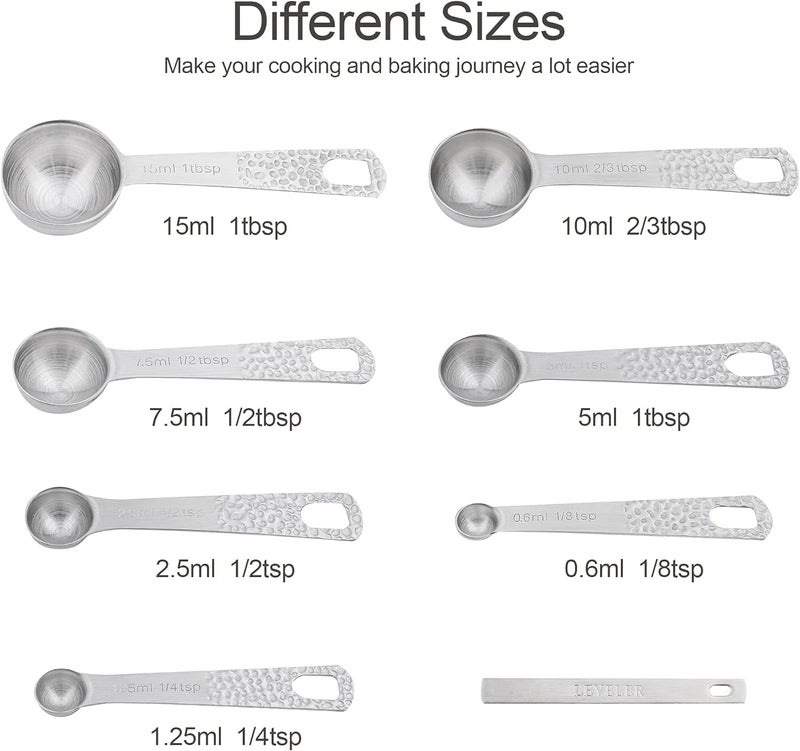 Smithcraft Measuring Cups and Spoons Set 14, Metric & US 18/8 Stainless Steel Measuring Cups and Spoons Set, Dry & Liquid Metal 6 Measure Cups & 7 Measure Spoons w/Leveler for Kitchen & Baking - Image 4