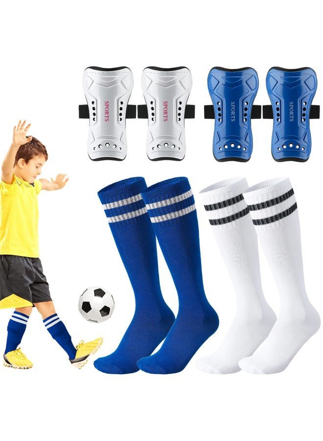 Hoemwarm Kids Soccer Shin Guards, Football Socks Kids, Youth Soccer Shin Guards Equipment for 6-10 Years Boys Girls, 4 Packs - Image 1