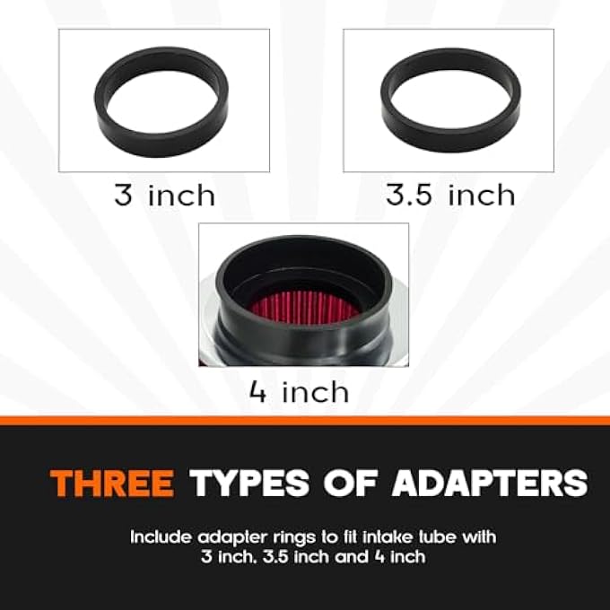 Rogierra 3/3.5/4 Inch High Performance Cone Air Filter,76mm 89mm 100mm Universal Clamp,On Washable & Reusable Closed Top Cool Air Intake Filter for Cars, Motorcycles, Racing Sport Vehicles(Red) - Image 3
