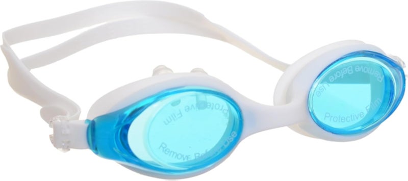 Silicone Swimming Goggles With Ear Plugs - White &amp; Brown