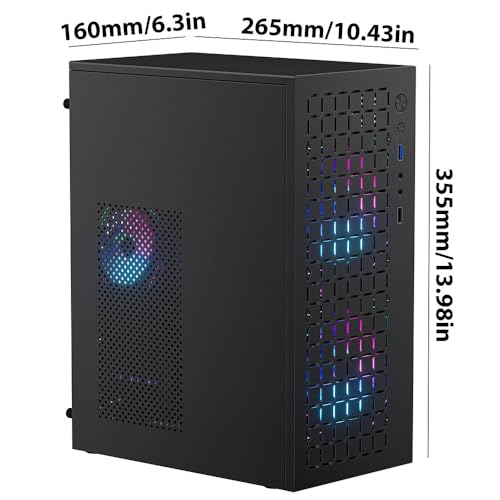 JOYJOM Micro ATX Case PC Case: MATX Case Mini PC ITX Desktop Computer Case Support Micro ATX MATX DTX ITX Mini PC with USB3.0, Support 3.5'' HDD (Black) - Image 3