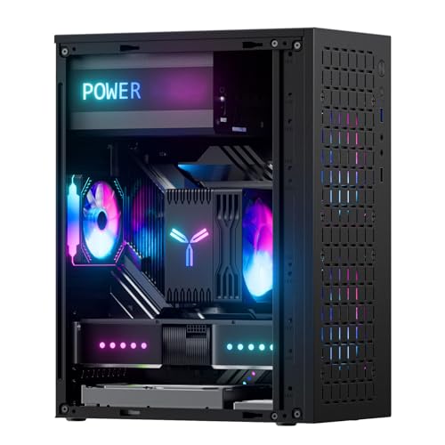 JOYJOM Micro ATX Case PC Case: MATX Case Mini PC ITX Desktop Computer Case Support Micro ATX MATX DTX ITX Mini PC with USB3.0, Support 3.5'' HDD (Black) - Image 4