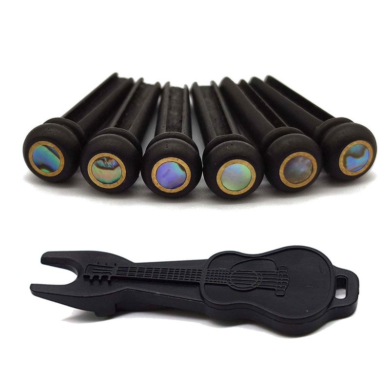 Vencetmat Ebony Guitar Pins Inlaid Abalone Dot Acoustic Guitar Parts - Image 1