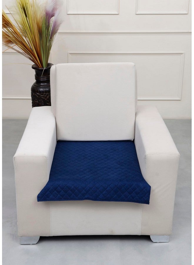 AAZEEM Original Velvet Sofa Cover | Stretch Fitted | Removable Washable Furniture Protector Slipcovers | Blue Color| 1 Seater Sofa Cover| - Image 1