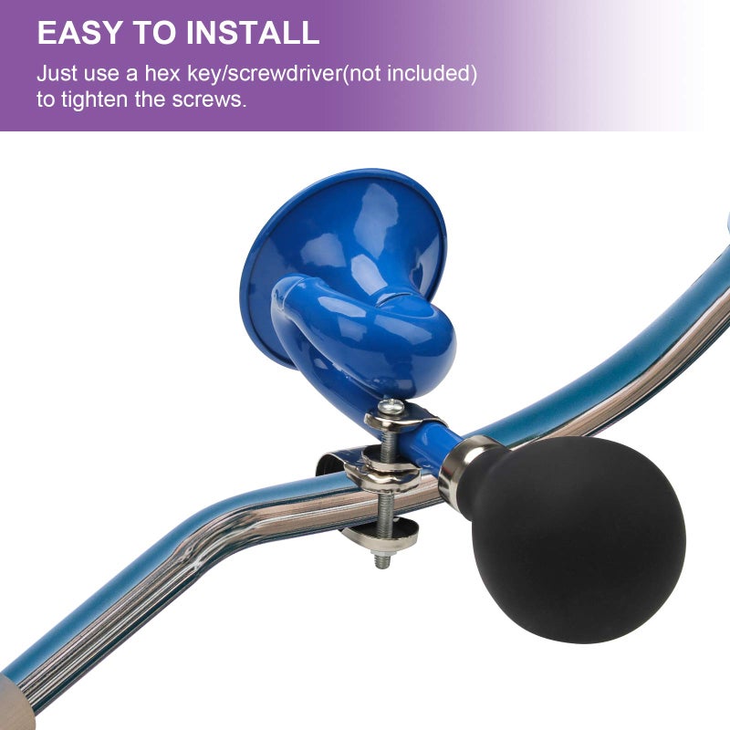 Coolrunner بوق بوق، بوق مهرج عتيق، بوق دراجة أطفال، بوق كلاسيكي معدني كول رانر، صفارة صوتية عالية، بوق هوائي حلزوني للمركبات والدراجات وعربات الجولف (أزرق) - Image 4