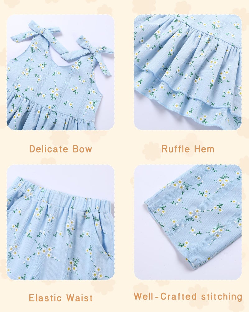 SANMIO Toddler Girl Clothes 5T Summer Floral Ruffle Sleeveless Tops Pants Set 4T Clothing for Toddler Girls - Image 5