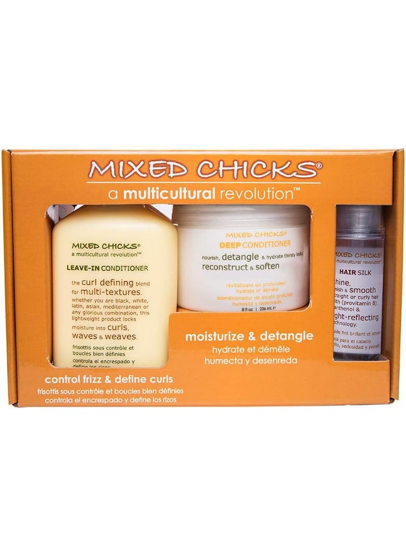 Mixed Chicks Mixed Chicks Quad Pack - Shampoo 10 fl. oz., Deep Conditioner, 8.0 fl. oz., Leave-In Conditioner, 10 fl. oz., Hair Silk, 1.7 fl. oz 